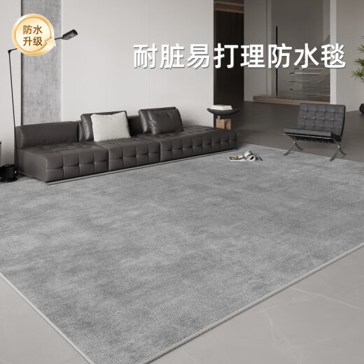 鸿霓地毯客厅高级感意式 2025新款沙发毯免洗可擦加厚纯色床边毯灰色 现代-16780 240cm*400cm免洗可擦定制咨询享