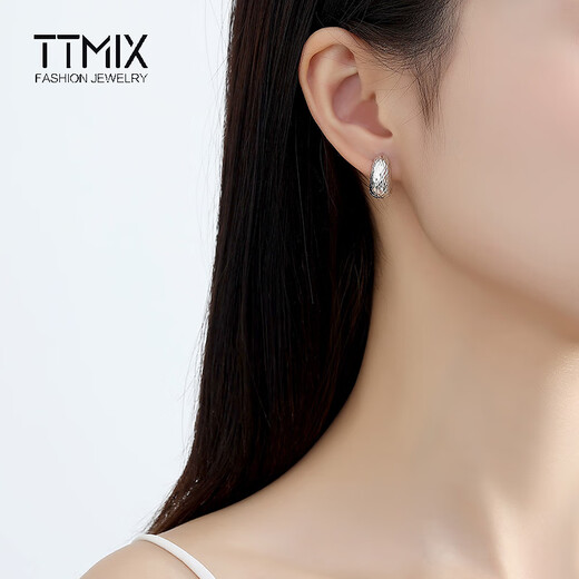 TTMIX modern platinum earrings women's platinum pt950 earrings platinum earrings ear buckles shiny white gold earrings 7.1-7.3g