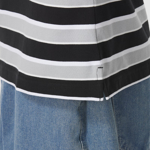 NIKE T-Shirt Herren 2025 Sommer Herren Kurzarm Revers POLO Shirt Atmungsaktiv Lässig Tennis Weiß Baumwolle Kurzarm Herren FN3897-010 Schwarz/Weiß Streifen M