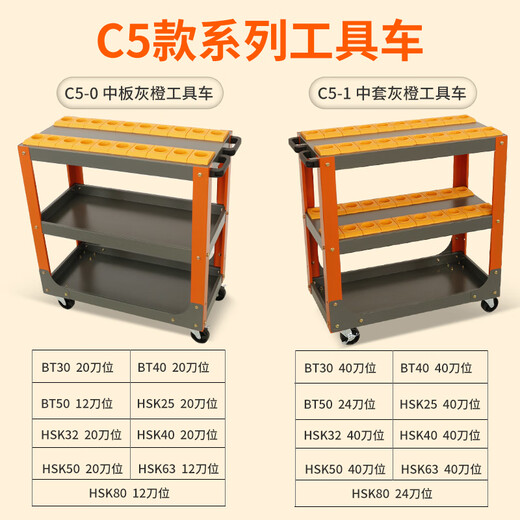 Kezitu CNC machining center tool cart BT30/BT40 tool cart CNC tool handle placement rack bt50 tool management cart Double-layer four-row folding tool cart HSK63