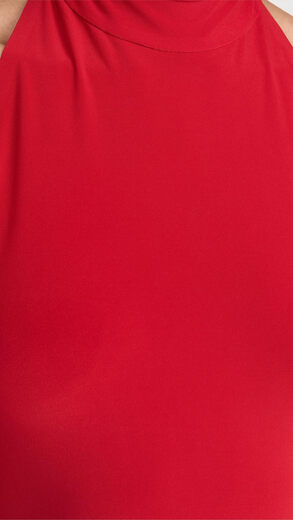 NORMA KAMALI Women's Halter Neck High Neck Side Slit Mini Dress Tiger Red Large