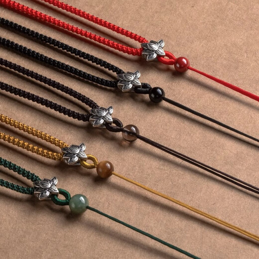 Minamiuri necklace rope jade pendant jade pendant lanyard wear-resistant adjustable hanging neck sling pendant rope men and women pendant rope 925 anemone pendant lanyard - black