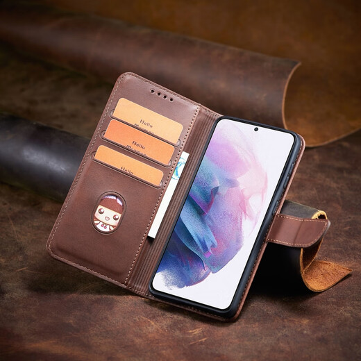 Shiqifan is suitable for Apple iPhone15pro mobile phone case, flip-top protective cover, wallet-type insertable card holder, anti-fall and wear-resistant, front and rear all-inclusive leather case, brown + same style leather cord, Apple iPhone15pro