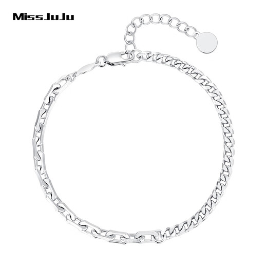 Miss JuJu PT950 platinum bracelet for women, fashionable platinum cross riding whip AB chain body, thick hand jewelry, weight 9.2-9.4g, length 16+3cm