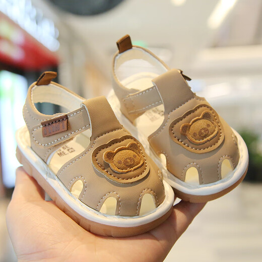 G.duck baby sandals for men and women 012 years old baby soft bottom non-slip toe cartoon sandals for toddlers 2025 new style 2506 beige inner length 11.5 cm 16