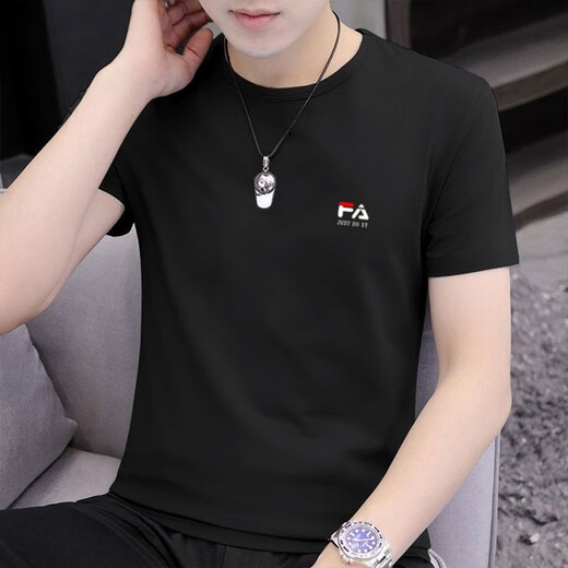 KRDUGBR short-sleeved T-shirt men's round neck 100 pure cotton three-proof bottoming shirt for summer slim fit summer wear versatile half-sleeved T-shirt white XL 135-150Jin Jin equals 0.5 kg