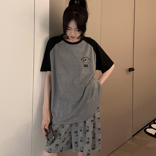 旭杉斯2025年新款睡衣女款夏天短袖短裤学生卡通少女外穿夏季家居服套装 679绿恐龙 M  建议80-90斤