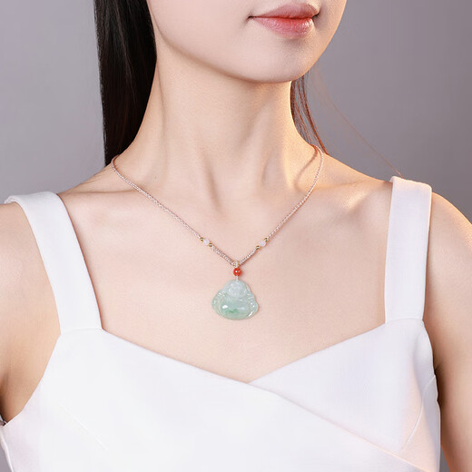 Heart Ginseng Jade Guaranteed Price 11.11 Jade Pendant Women's Green Big Belly Buddha Jade Pendant Birthday Gift
