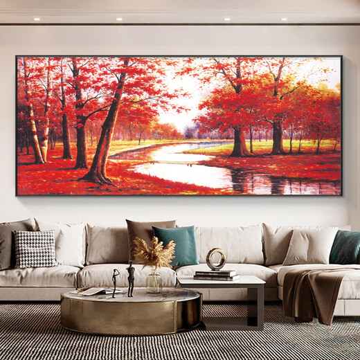 Gold-filled living room hanging painting modern atmosphere sofa background wall decoration painting Golden Avenue landscape oil painting mural 3294-Lucky Head-B high-definition oil canvas 125*50m1.8 meters or so sand