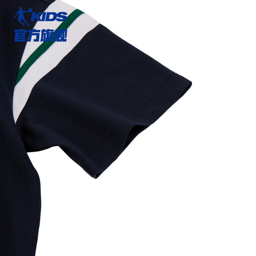 Jordan (QIAODAN) big boys' basket POLO shirt short-sleeved summer new shopping mall same style children's clothing children's T-shirt brocade blue 160