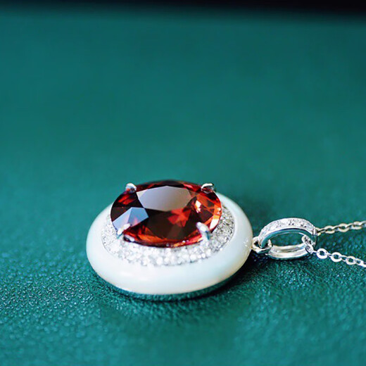 Orenchi necklace for women, natural rubellite 18K gold and diamond pendant, luxury jewelry, wedding anniversary, birthday gift for wife, rubellite and diamond white mother-of-pearl necklace, main stone 5.2ct