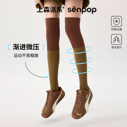 Shangsen faction Shangsen blue over-the-knee compression socks for women, jump rope, yoga, running, sliding stockings, knee and leg compression socks, coffee green, one size fits all, size 36-39