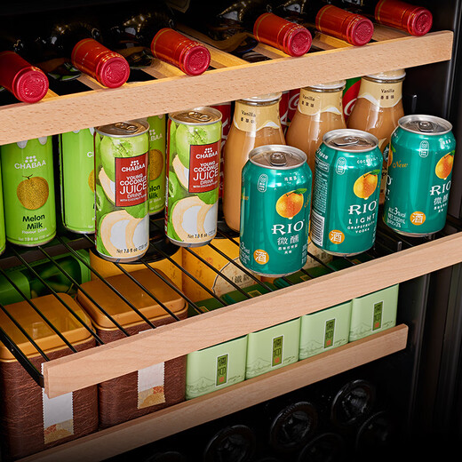 PULADI frequency conversion first level energy efficiency ice bar home living room refrigerator built-in red wine cabinet constant temperature wine cabinet office glass door tea refrigerator fresh cabinet first level energy efficiency-hidden handle frequency conversion light luxury mirror glass door (single temperature ice bar)