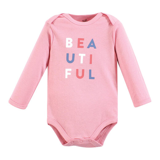 Touched by Nature Unisex Baby Organic Cotton Long Sleeve Bodysuit Bubblegum Floral 9-12 Months