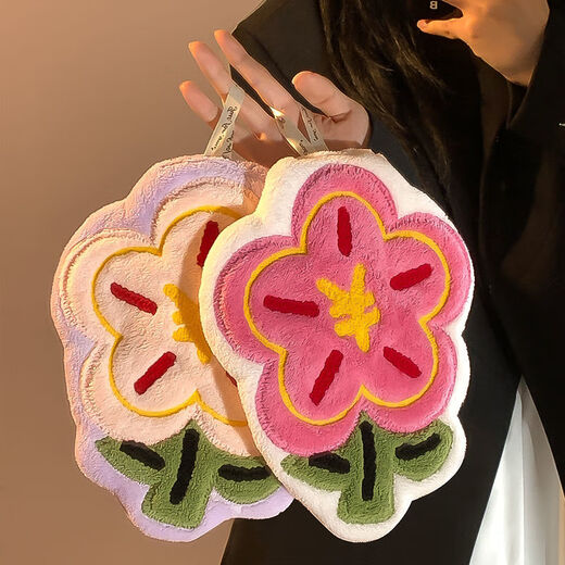 Cute rich hand towel hanging thick embroidered water-absorbent and quick-drying home bathroom kitchen handkerchief rich money hand towel 2 pack