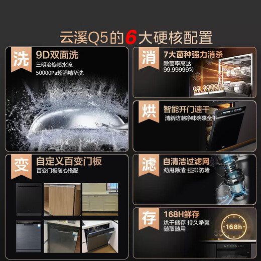 Haier W5000Q dishwasher with embedded S-class UV independent disinfection and double-sided washing, intelligent door opening, quick drying, double one-level water efficiency and frequency conversion, six-star W5000max/pro upgrade flagship upgrade W5000Q+ independent UV disinfection + intelligent double-sided washing