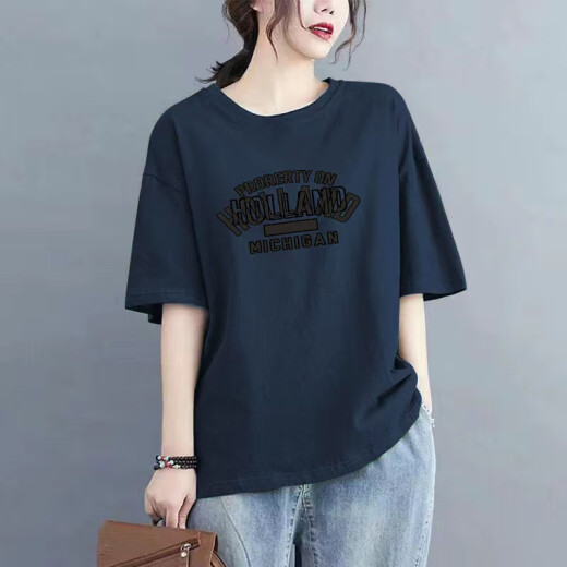 Camiseta de algodón corto de algodón puro de algodón puro con temperamento femenino y de moda de gran tamaño, de gran tamaño, cubierta de cadera 983# blanco [algodón puro] M [recomendado 100-120Jin [Jin iguala 0.5 kg]]]
