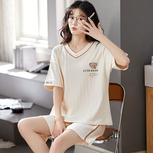 姿伟祺夏季韩版可爱睡衣女短袖家居服套装可外穿 6630# 170 M 【80-95斤】