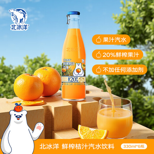 Arctic Ocean Freshly Squeezed Orange Juice Soda Juice Sparkling Carbonated Drink 236mI*12 Bottles Full Box 20% Juice Content New Year's Goods