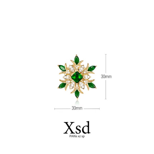 QUAMER light luxury zircon snowflake magnet buckle brooch anti-exposure no punching suit badge unisex versatile green four-leaf clover magnet no punching no damage to clothes