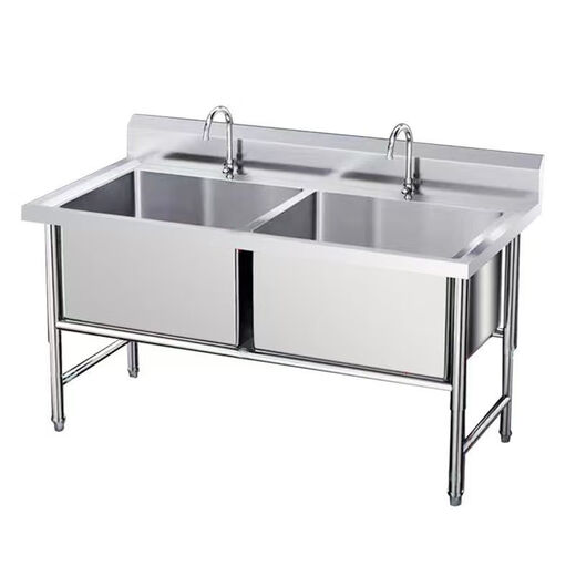 Commercial stainless steel sink, defrost and defrost pool, deepen and enlarge the sink, custom-made single pool, vegetable washing, disinfection, soaking pool, engineering model 120*60*80, double pool depth 23