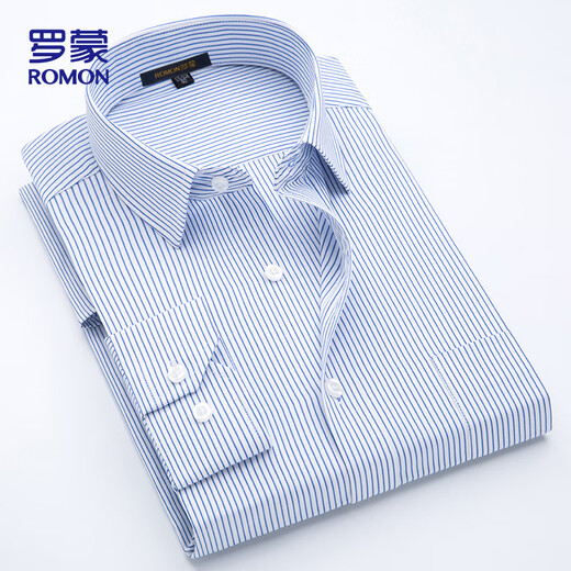 罗蒙（ROMON）长袖衬衫男商务休闲条纹衬衣男士职业正装外套男装RCS2K08-340