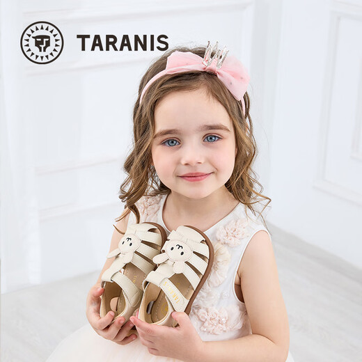 Tylanis Summer New Baby Girl Sandals Симпатичная мягкая подошва детская обувь дышащие и не скользящие девочки Маленькая Мари Принцесса обувь бежевая 25 внутренняя длина 16,0 см. Подходит для длины ног 15,5 см.