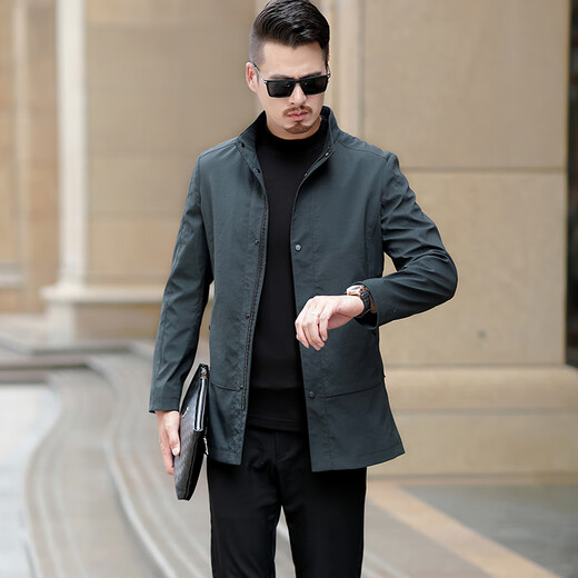 LiLang Business Men's Jacket 2025 Spring New High-end Men's Stand Collar Windbreaker Casual Brand Jacket Black Free Shipping Insurance L 175 125-150Jin Jin is equal to 0.5 kg