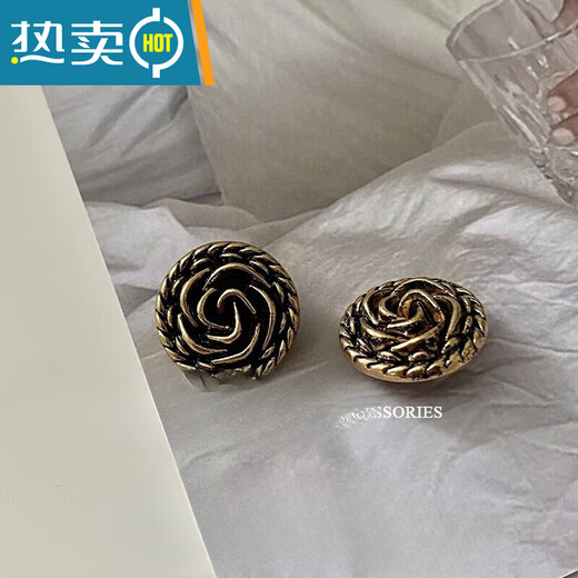 Shantou Lincun Buttons Clothes Buttons High-End Coat Buttons Retro Small Fragrance Flower Buttons Black Gold Exquisite Jacket Diameter 20mm 6pcs