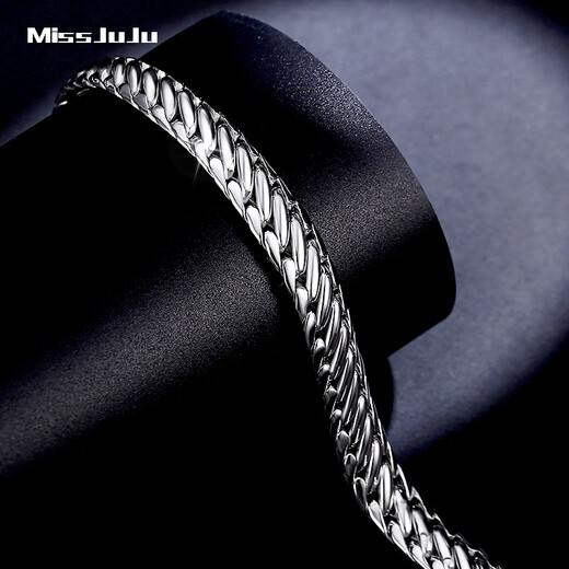 Miss JuJu Domineering Platinum Horsewhip Bracelet Men's Generous pt950 Platinum Thick Solid Bracelet (Customized) Weight 75-76g, 22cm long, about 9.4mm thick