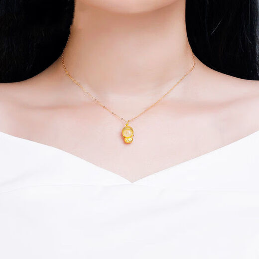 UDL Gold 24K Maitreya Little Cute Buddha Hetian Jade Pendant 999 Pure Gold Clavicle Chain Women's Pure Gold Cute Smiling Face Smiling Buddha Pendant + Box Chain 0.01g