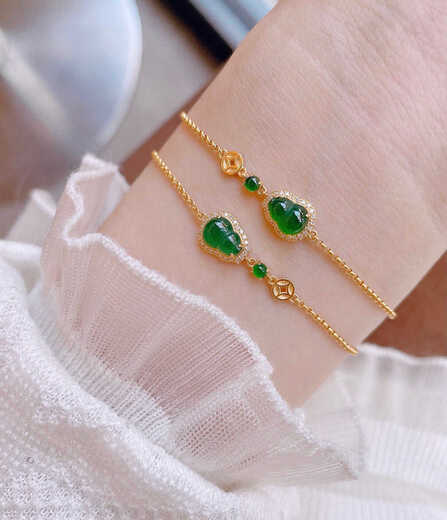 Yadige Ins style 18K gold diamond emerald gourd coin bracelet niche light luxury design exquisite gentle temperament white women