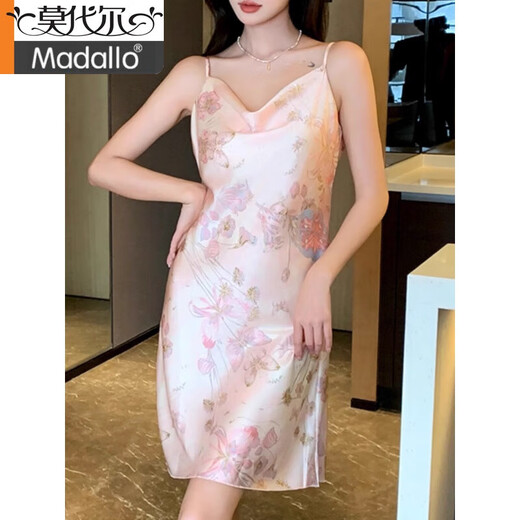莫代尔高端吊带睡裙夏季薄款感冰丝绸性感纯欲风荡领睡衣夏天家居服 11949栀子花 M 160 【推荐80-100斤】