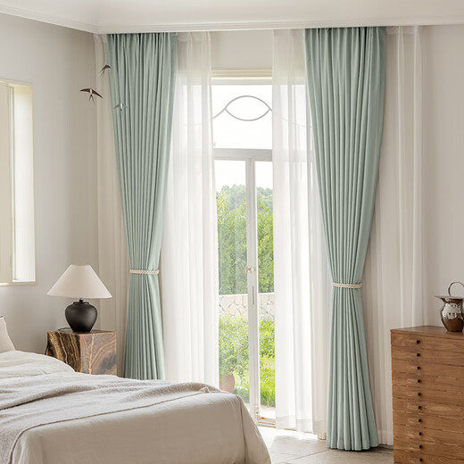 Jueming Elegant Textured Thickened Bedroom Blackout Curtains Taikoo Li 15# Elegant Gray 3.5 wide * 2.7 high 1 piece hook type