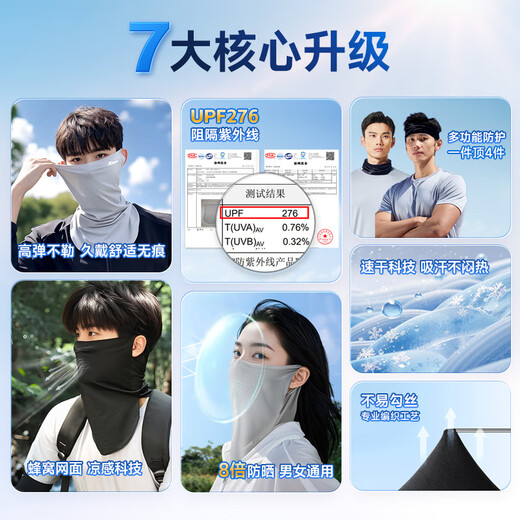 XTEP (XTEP) sun protection mask ear-hanging cycling ice silk face towel mask scarf magic headscarf men and women windproof dust climbing equipment
