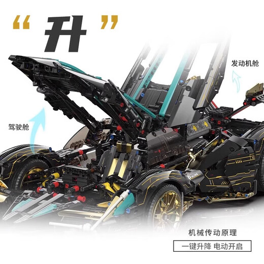 Shanye remote control toy car 6-12 years old 2024 new Lamborghini sports car model car racing assembly building blocks high precision] small Bugatti 1355 particles