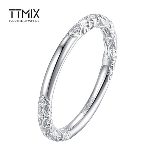 TTMIX couple platinum ring pt950 platinum men and women curly grass pattern new Chinese style gold hoop ring 13# 5.3-5.5g