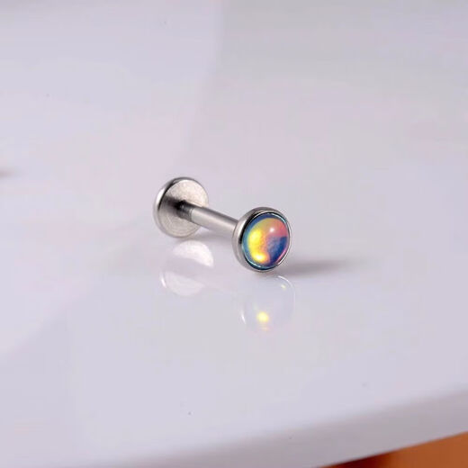 梅派直杆幻彩多色闪光唇钉直钉不锈钢内螺纹耳钉耳骨钉穿刺饰品SN2679 白闪光 杆长8mm杆粗1.2mm球4mm