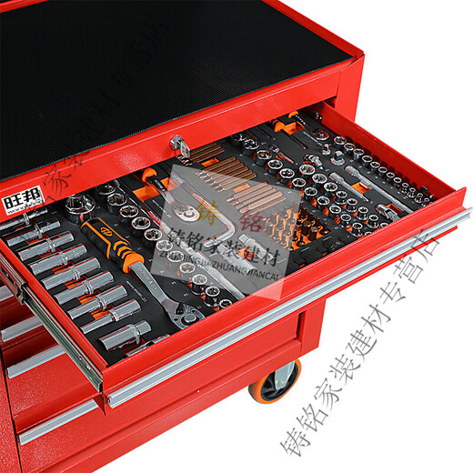 OUOETY chromium vanadium steel repair special machine repair tool combination set machine repair shop auto repair tool cabinet complete set new seven-draw tool car red + back plate + 201-piece set