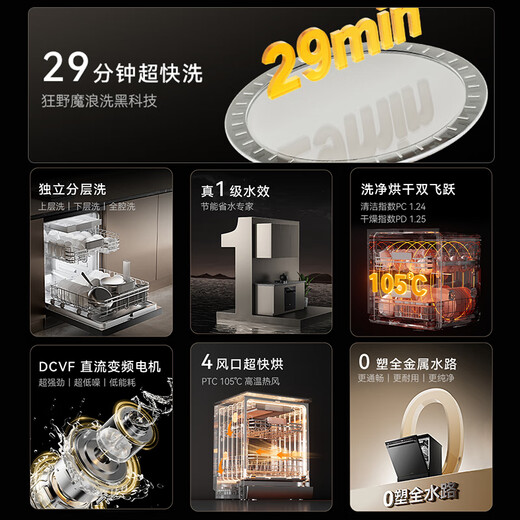 CASDON built-in dishwasher, independent, under-counter stove, ultra-narrow, household built-in dual-purpose, first-class water efficiency, 29 minutes, ultra-powerful cleaning, 18 sets + 3 F300, available in stock, water-saving, ultra-fast washing, 18 sets + 3, F300-black