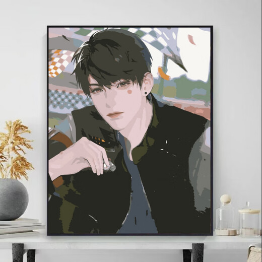 恋与深空系列数字油画沈星回游戏2025新款dly手工填色油彩画 S1001-祁煜 60*75CM【绷好实木内框款】可挂