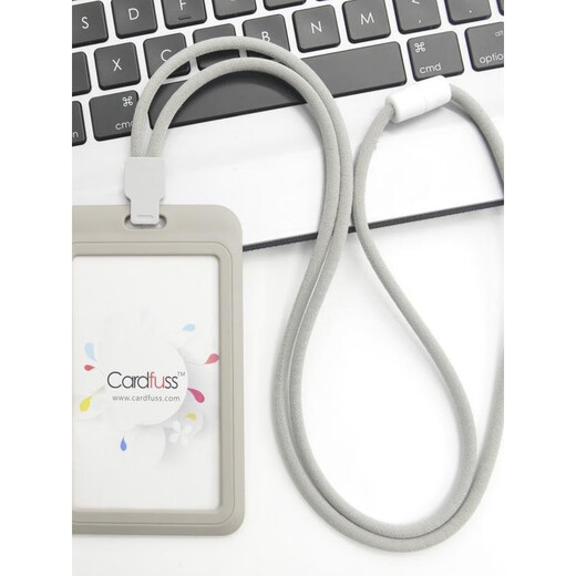 Jingsheng fashionable round rope lanyard tag employee card bus card work card work permit campus card holder card with student bus C5 gray vertical version + 9734 silver round rope