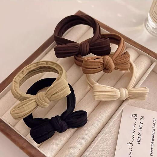 Demina Bow Hair Tie High Elasticity Rubber Band Women's Ball Hair Tie Adult Durable Hair Tie Simple High-end Popular Ponytail Bow Tie Hair Tie Mixed Colors 10