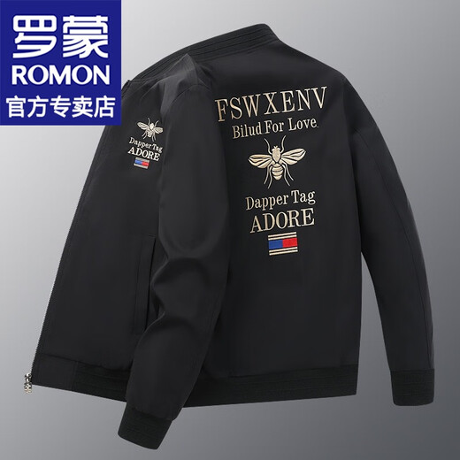 ROMON jacket men's spring and autumn new fashion embroidered baseball collar youth jacket men's casual tops trendy men's clothing 6801 white XL (about 120-135Jin Jin equals 0.5kg can be worn)