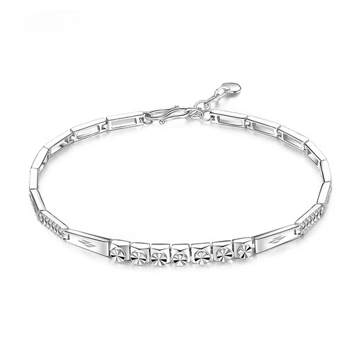 QIANSHU Platinum Bracelet for Women Pt950 Platinum Bracelet Diamond Effect Jewelry Hand Accessory Birthday Gift Valentine's Day Girlfriend Weight Approximately 4.55-4.75 Grams Length Approximately 15.5cm