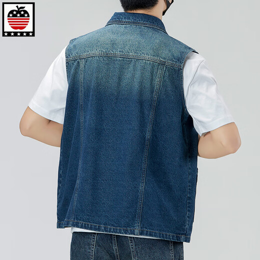 Aemape Apple Light Color de grande taille Vertinit en denim pour les hommes et les femmes Spring and Summer Brand Retro Workswear Works Works Worksless Sans manche sans manches Gitre 6231 # Retro Blue XL (recommandé 145-160jin [Jin est égal à 0,5 kg]))
