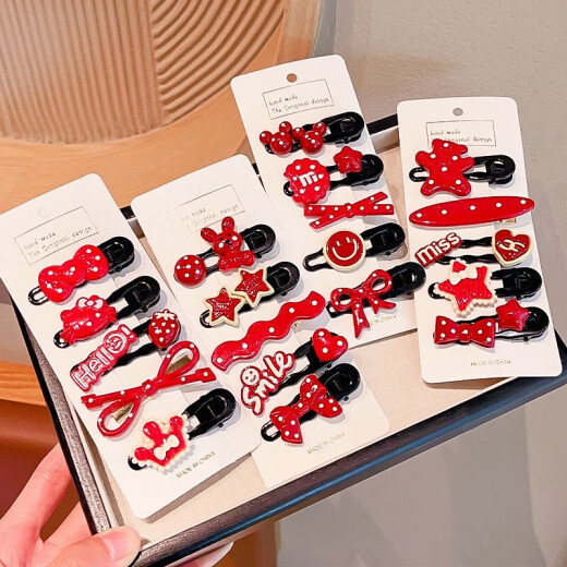 Rote Kinder Clip Hair Clip Girl Haare geschnittenen süßen super niedlichen Ponhose Stirn Clip Kopfschmuck Bogen High-End-Sinn Q679 Mickey 5 Outfits
