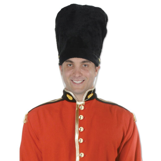 Beistle 2-piece set of plush royal guard faux bearskin hats for British themed parties