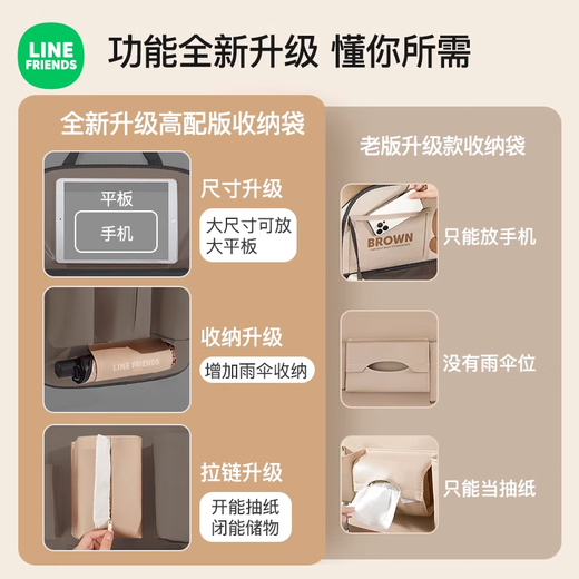 Korjun Lu German Asiento de automóvil Almacenamiento Back Bag Sending Asiento ASIENTO DEL CARRO PEQUEÑO SEATO DEL ASIENTO TRASERO E Modelo Modelo-marrón con tablero de mesa con tablero