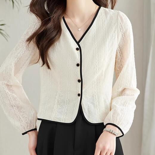 S.Sofea Koreaner Französisch-Shirt 2025 Loose und modisch langärmeliges Hemd 1049# Khaki M Empfohlen 95-110jin [Jin ist gleich 0,5 kg]